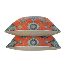 Load image into Gallery viewer, Malatya-Flamingo by Clarke &amp; Clarke Pillow covers- 22&quot; PAIR- Orange, Teal, Green, Blue
