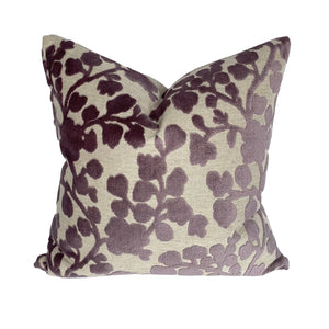 Blossom Cut Velvet-lavender Pillow Covers with Belgian Linen Backing- 22" PAIR