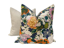 Load image into Gallery viewer, Painterly Floral Printed Linen- Blue, Green, Orange, Blush- PAIR