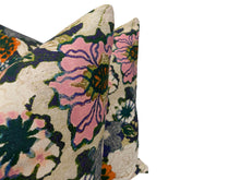 Load image into Gallery viewer, Painterly Floral Printed Linen- Blue, Green, Orange, Blush- PAIR