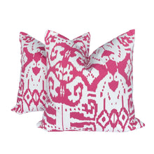 Load image into Gallery viewer, Brunschwig and Fils Island Ikat Hot Pink and White Pillow Covers- 22&quot; PAIR -China Seas