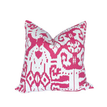 Load image into Gallery viewer, Brunschwig and Fils Island Ikat Hot Pink and White Pillow Covers- 22&quot; PAIR -China Seas