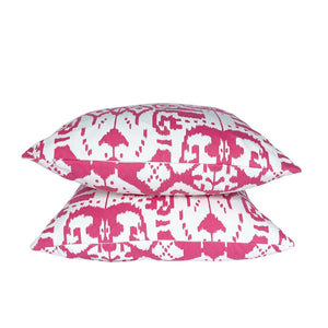 Brunschwig and Fils Island Ikat Hot Pink and White Pillow Covers- 22" PAIR -China Seas