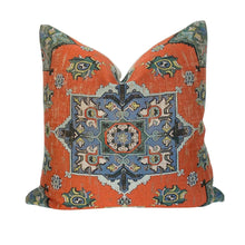 Load image into Gallery viewer, Malatya-Flamingo by Clarke &amp; Clarke Pillow covers- 22&quot; PAIR- Orange, Teal, Green, Blue