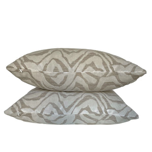 Ivory Animal Stipe Cut Velvet Pillow Covers- PAIR
