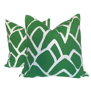 Graphic Emerald Green Printed Pillow Covers- PAIR