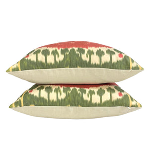 Schumacher Samarkand Ikat II- Watermelon Pillow Covers- PAIR