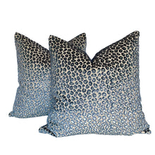 Load image into Gallery viewer, Colefax and Fowler- Wilde Navy Leopard Cut Velvet Pillow Covers- PAIR