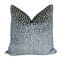 Load image into Gallery viewer, Colefax and Fowler- Wilde Navy Leopard Cut Velvet Pillow Covers- PAIR