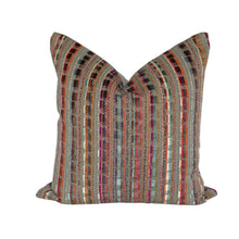 Load image into Gallery viewer, Multicolor Broken Stripe Epingle/ Cut Velvet Pillow Covers- PAIR