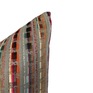 Multicolor Broken Stripe Epingle/ Cut Velvet Pillow Covers- PAIR