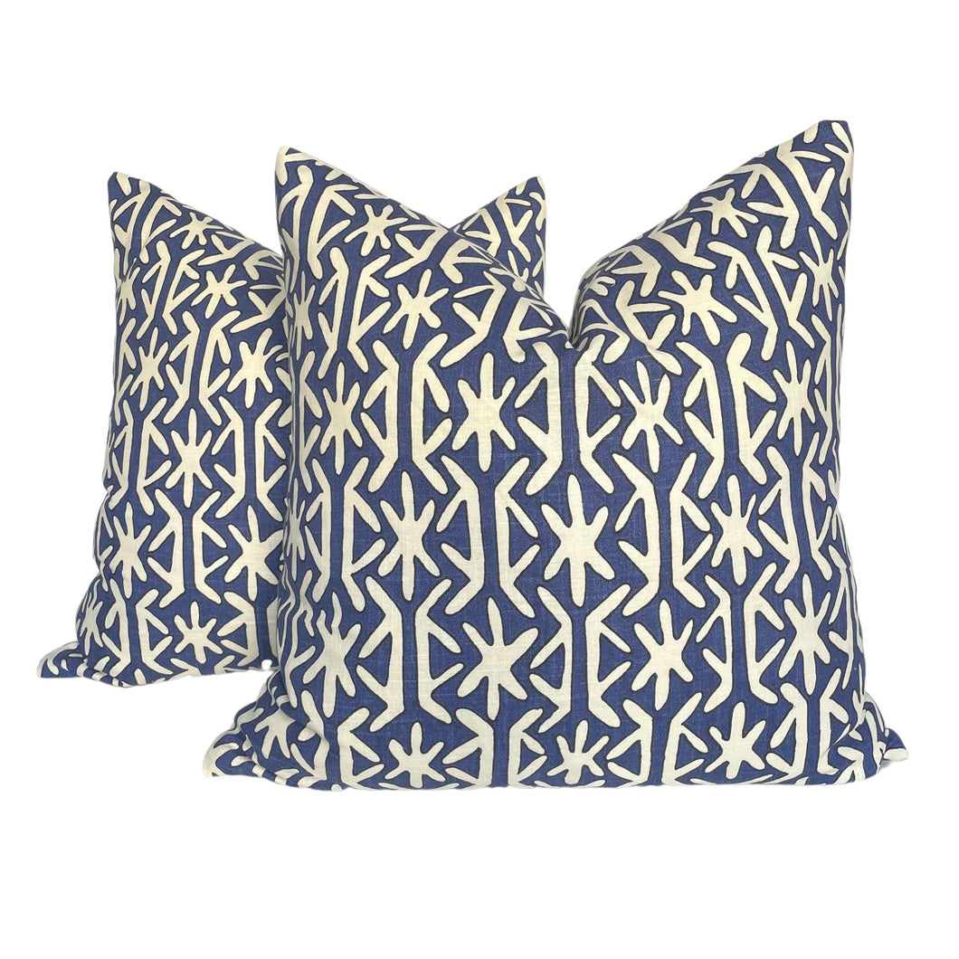 Thibaut Rinca- Navy Printed Pillow Covers- PAIR
