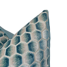 Load image into Gallery viewer, Grandeur- Iris Geo Cut Velvet Pillow Covers- PAIR