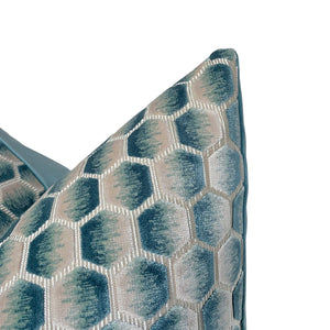 Grandeur- Iris Geo Cut Velvet Pillow Covers- PAIR