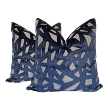 Load image into Gallery viewer, Kravet Modern Luxe Navy Velvet Pillow Covers- PAIR