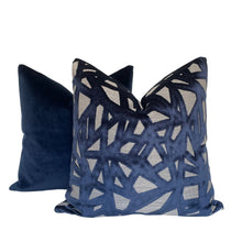 Load image into Gallery viewer, Kravet Modern Luxe Navy Velvet Pillow Covers- PAIR