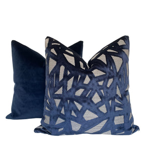 Kravet Modern Luxe Navy Velvet Pillow Covers- PAIR