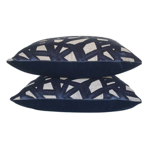 Kravet Modern Luxe Navy Velvet Pillow Covers- PAIR
