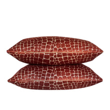 Load image into Gallery viewer, Rust Crocodile Cut Velvet Pillow Covers- PAIR