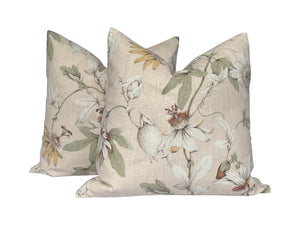 Spring Floral- Blush Printed Linen Pillow Covers- PAIR