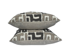Load image into Gallery viewer, Gray and Tan Kuba Inspired Pillow Covers- PAIR