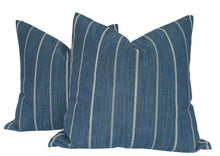Load image into Gallery viewer, Richloom Fritz Blue Stripe Linen Pillow Covers- PAIR