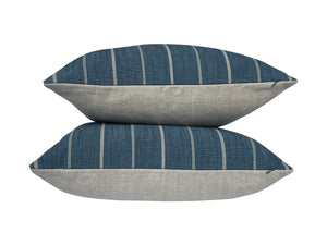 Richloom Fritz Blue Stripe Linen Pillow Covers- PAIR