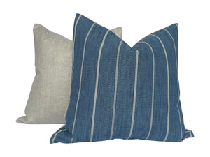 Richloom Fritz Blue Stripe Linen Pillow Covers- PAIR