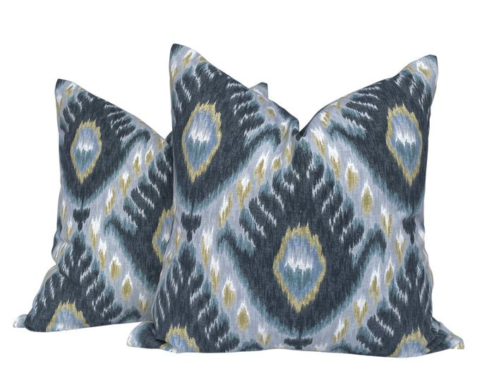 Robert Allen At Home Bold Ikat Mineral Pillow Covers- PAIR