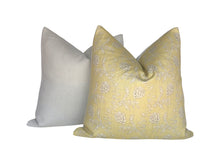 Load image into Gallery viewer, Soft Yellow Floral Printed Linen Pillow Covers-PAIR
