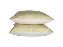 Load image into Gallery viewer, Soft Yellow Floral Printed Linen Pillow Covers-PAIR
