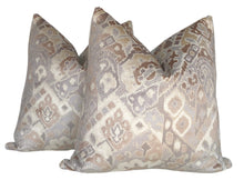 Load image into Gallery viewer, Taupe, Gray, Camel and  Cream Global Cut Velvet Pillow Covers- PAIR