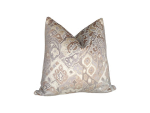 Taupe, Gray, Camel and  Cream Global Cut Velvet Pillow Covers- PAIR