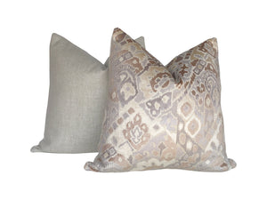 Taupe, Gray, Camel and  Cream Global Cut Velvet Pillow Covers- PAIR